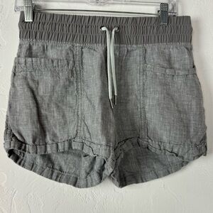 Athleta Shorts Cabo Linen 4" Heather Marled Light Gray‎ Pull On Tie Waist Knit